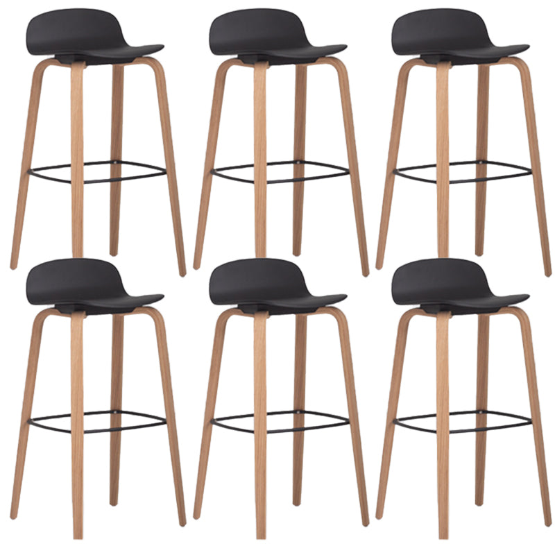 Scandinavian Armless Bar Height Stool Plastic and Solid Wood Bar Stool for Living Room