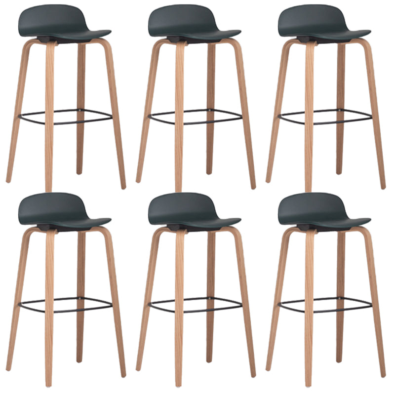 Scandinavian Armless Bar Height Stool Plastic and Solid Wood Bar Stool for Living Room