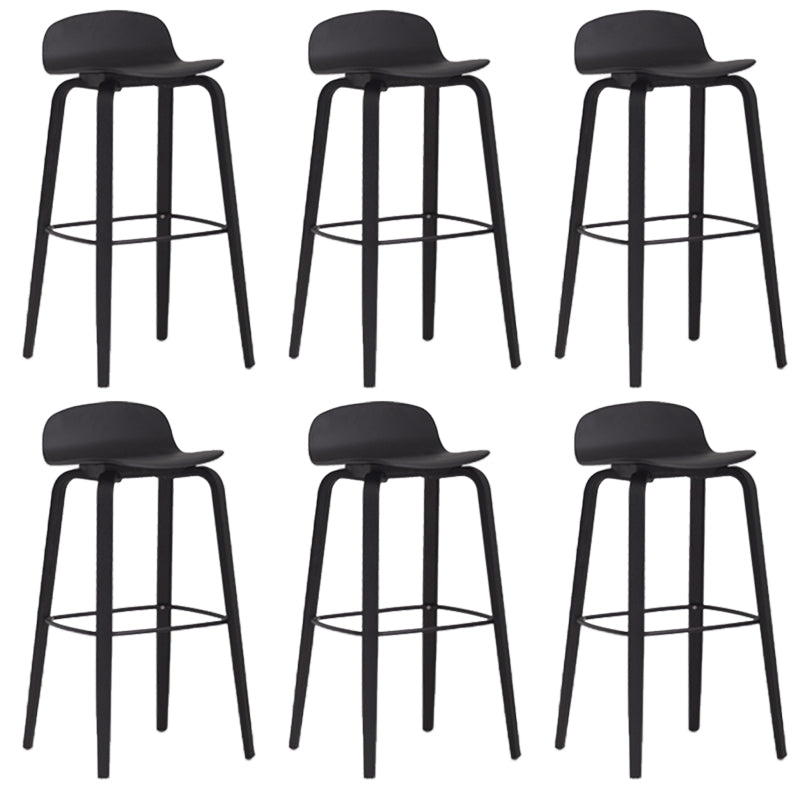 Scandinavian Armless Bar Height Stool Plastic and Solid Wood Bar Stool for Living Room