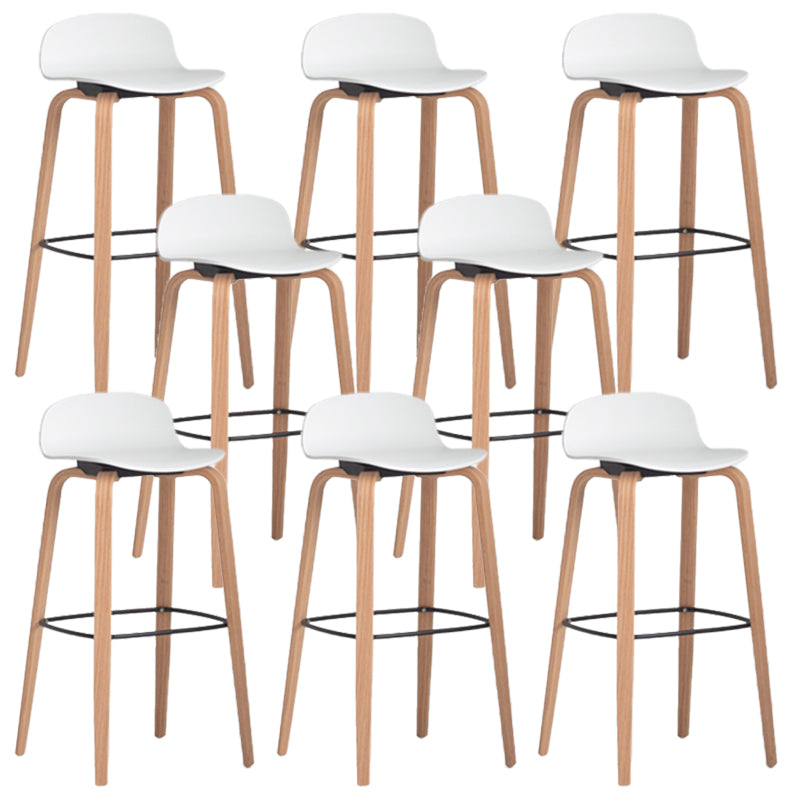 Scandinavian Armless Bar Height Stool Plastic and Solid Wood Bar Stool for Living Room