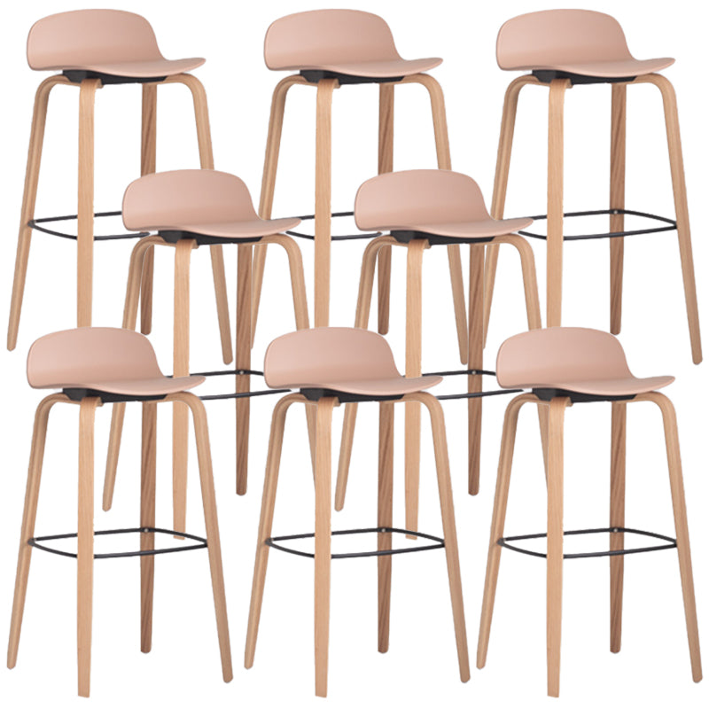 Scandinavian Armless Bar Height Stool Plastic and Solid Wood Bar Stool for Living Room