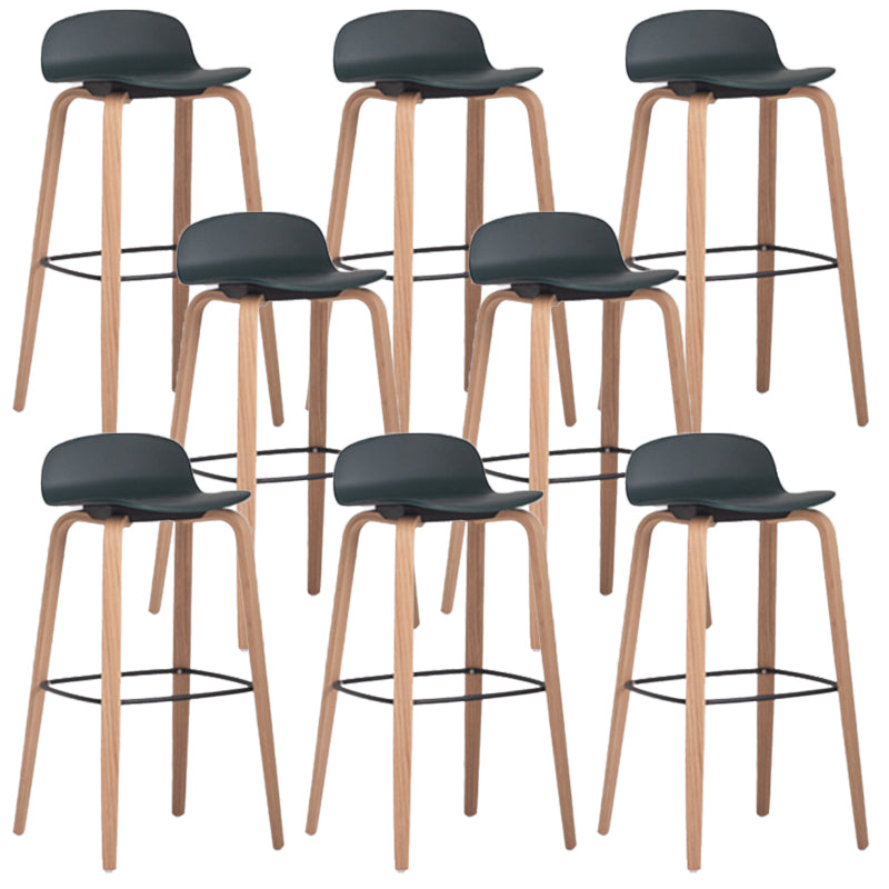 Scandinavian Armless Bar Height Stool Plastic and Solid Wood Bar Stool for Living Room