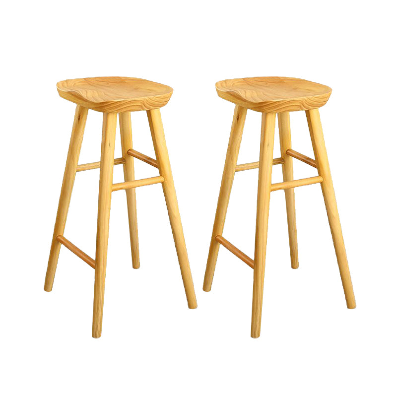 Industrial Armless Bar Stools Wood Dining Stool with Footrest