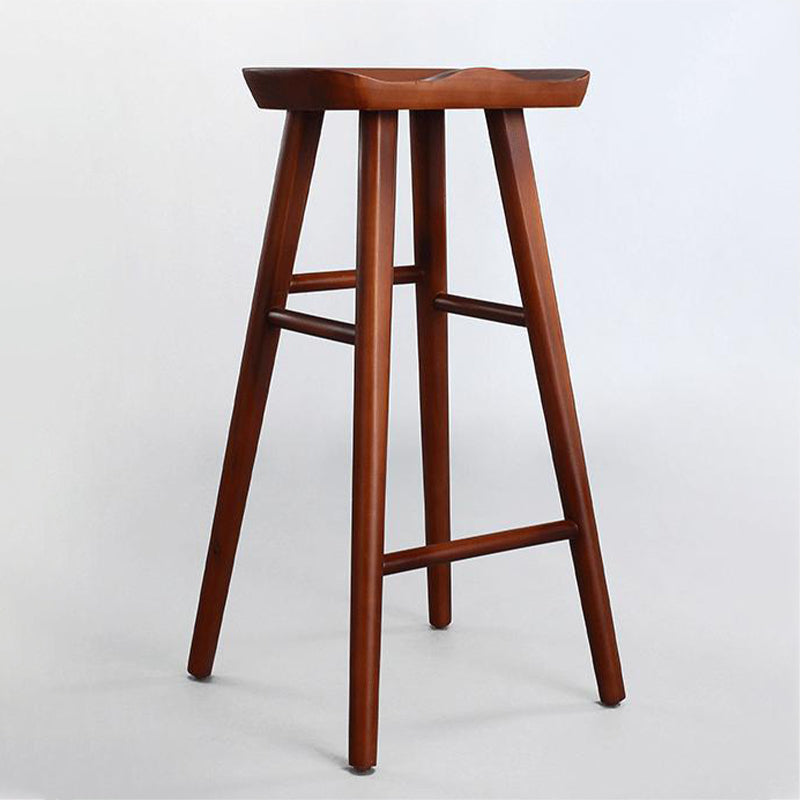Industrial Armless Bar Stools Wood Dining Stool with Footrest
