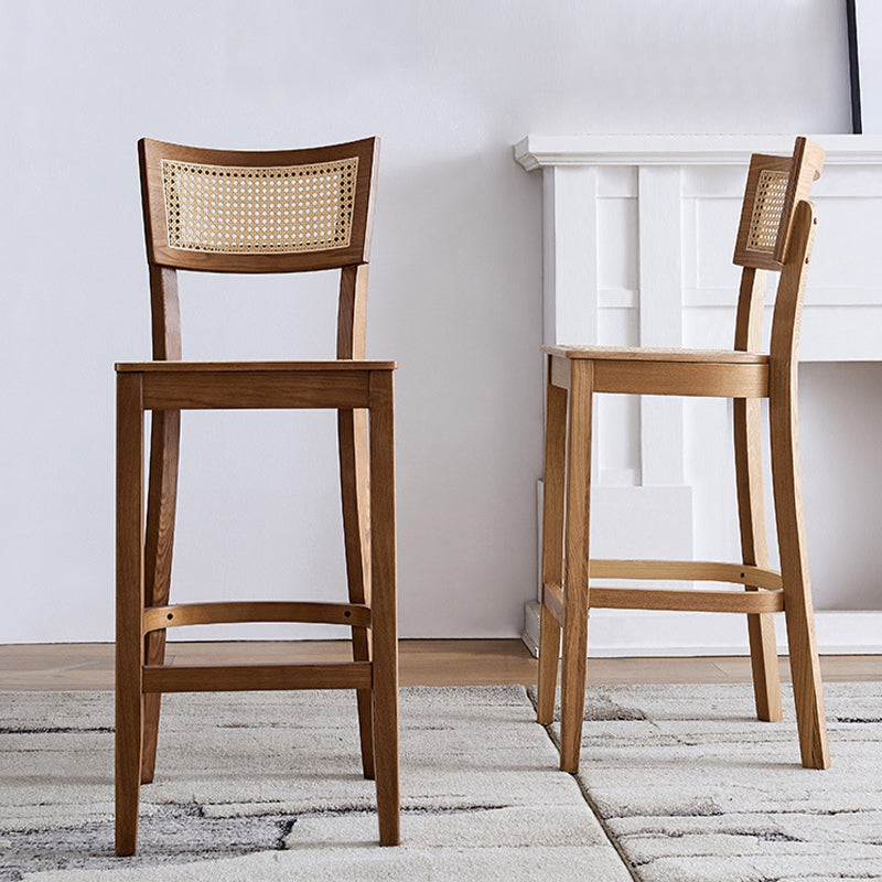 Contemporary Solid Wood Frame Stool Low Back Armless Bar Stool