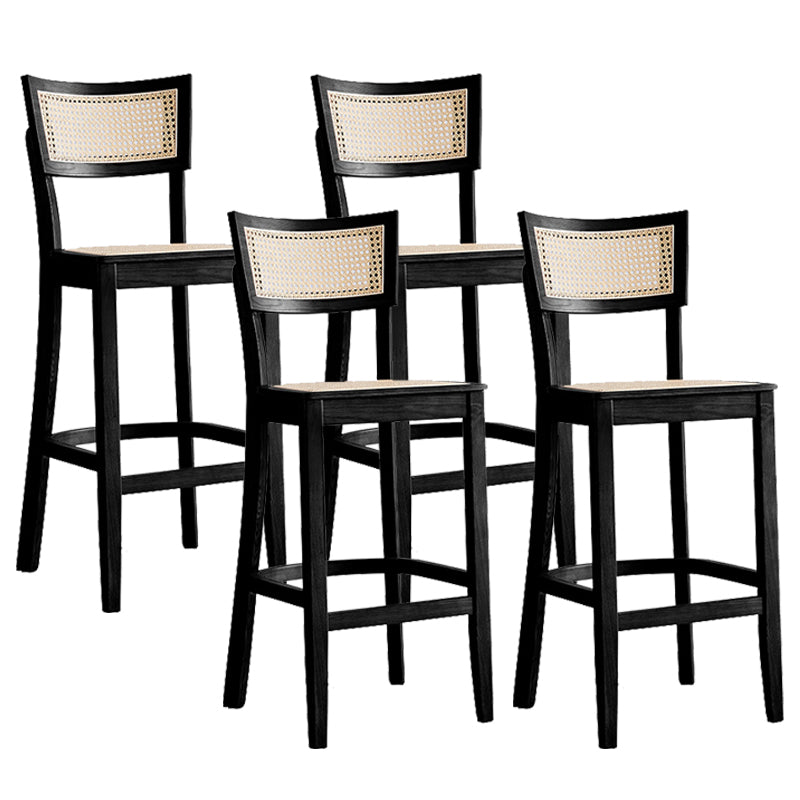 Contemporary Solid Wood Frame Stool Low Back Armless Bar Stool
