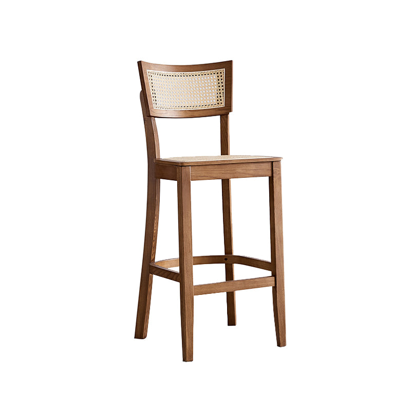 Contemporary Solid Wood Frame Stool Low Back Armless Bar Stool