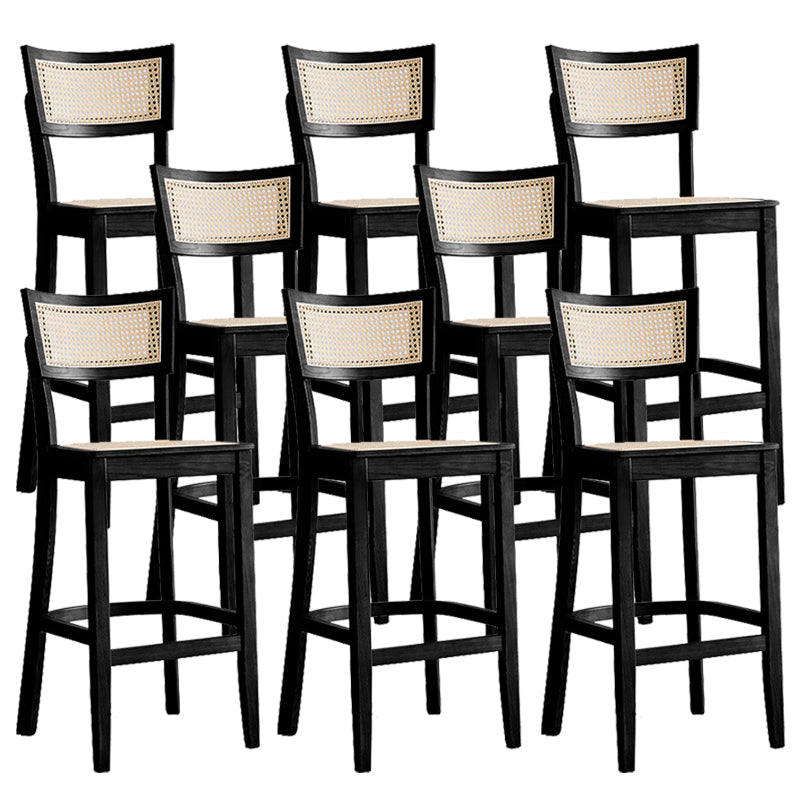 Contemporary Solid Wood Frame Stool Low Back Armless Bar Stool