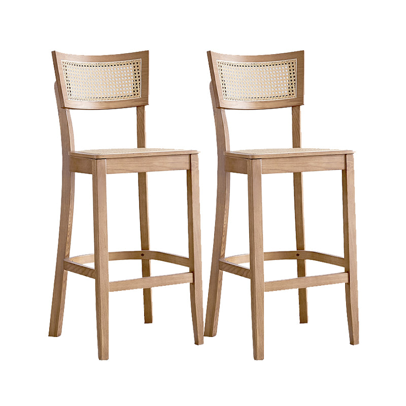 Contemporary Solid Wood Frame Stool Low Back Armless Bar Stool
