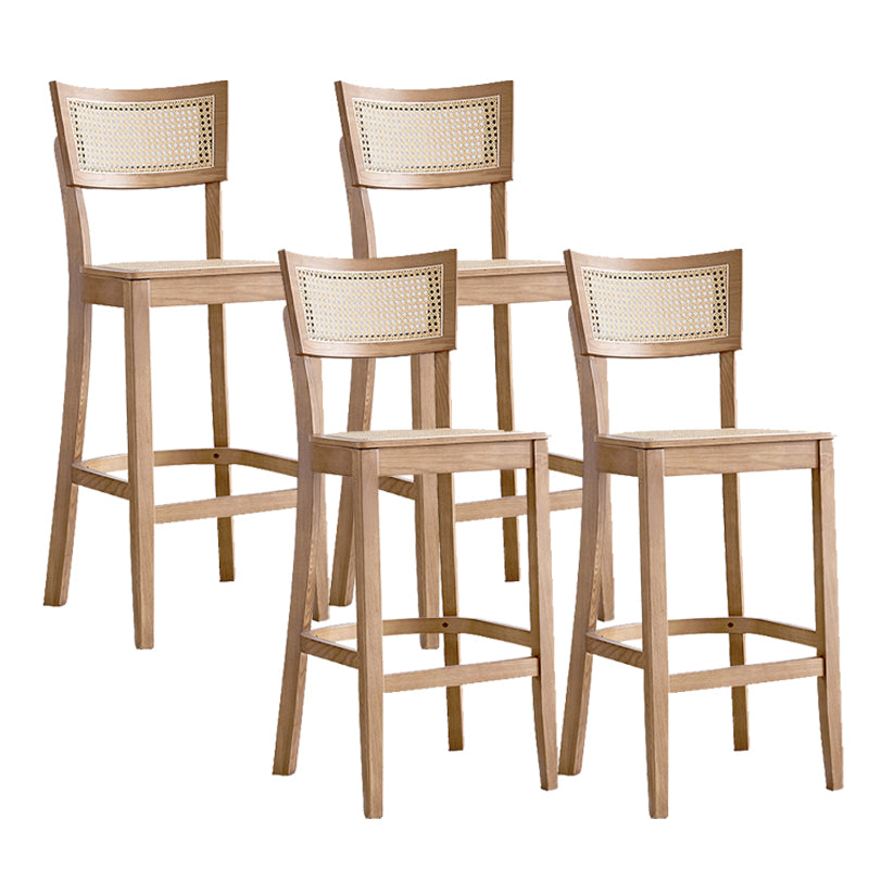 Contemporary Solid Wood Frame Stool Low Back Armless Bar Stool