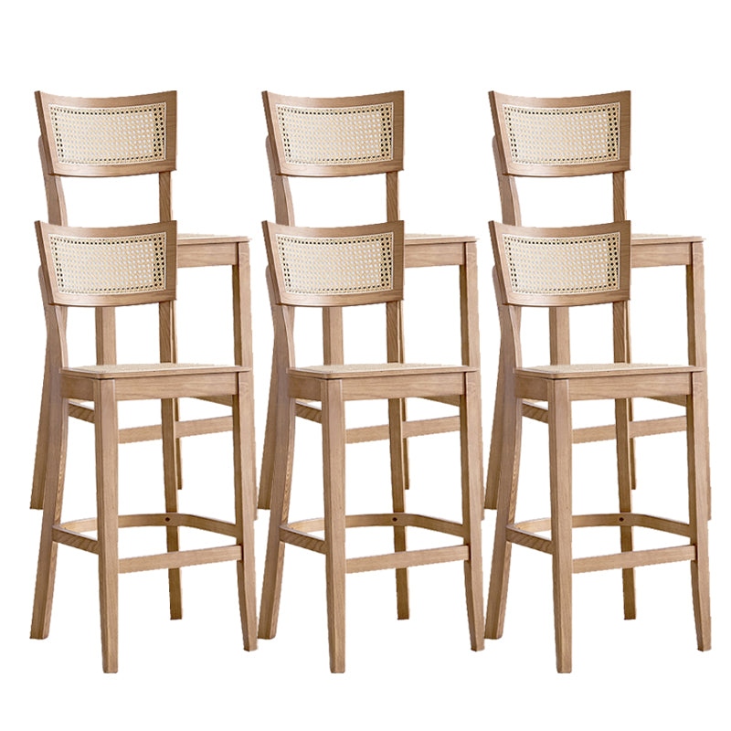 Contemporary Solid Wood Frame Stool Low Back Armless Bar Stool