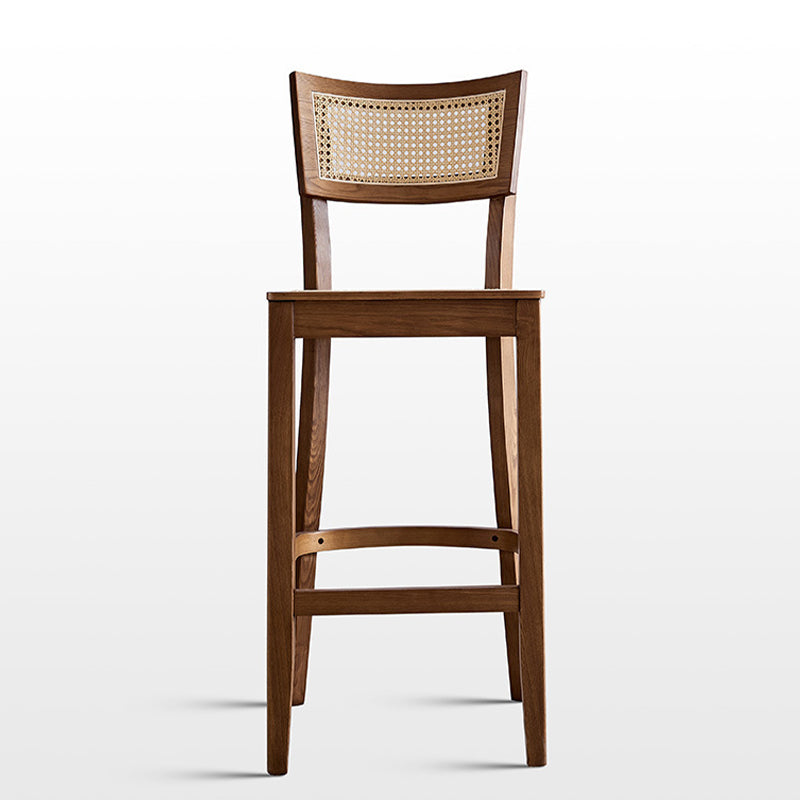 Contemporary Solid Wood Frame Stool Low Back Armless Bar Stool