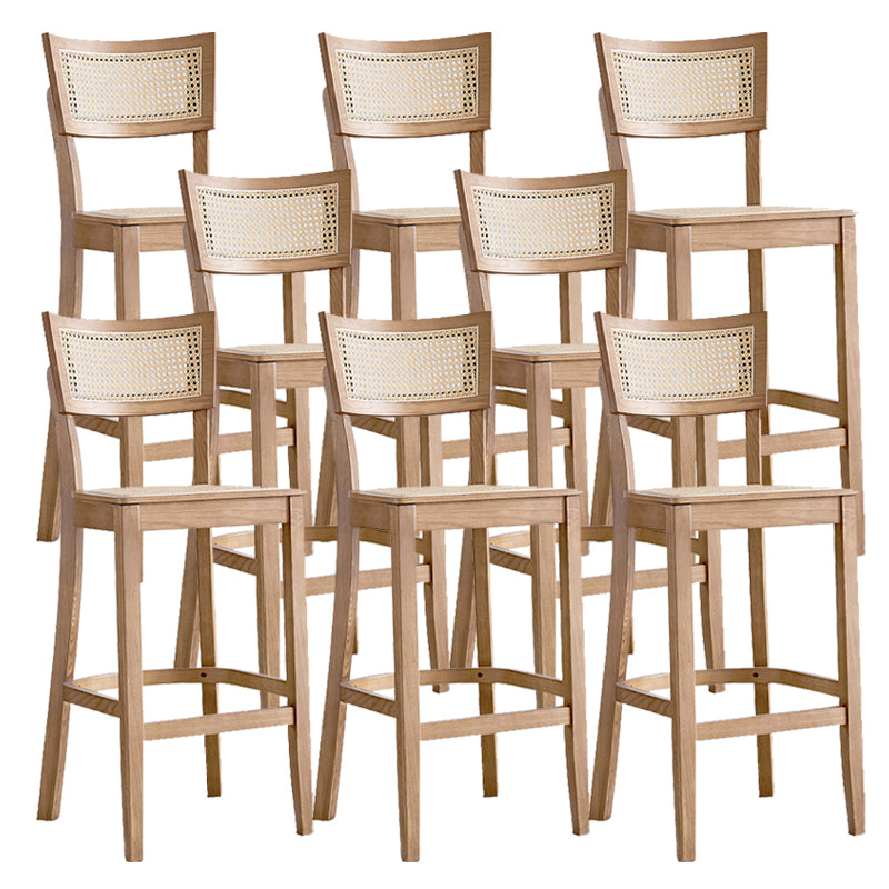 Contemporary Solid Wood Frame Stool Low Back Armless Bar Stool