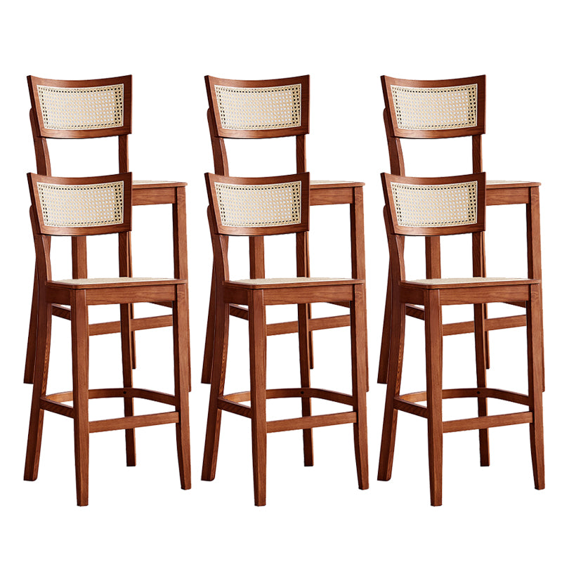 Contemporary Solid Wood Frame Stool Low Back Armless Bar Stool