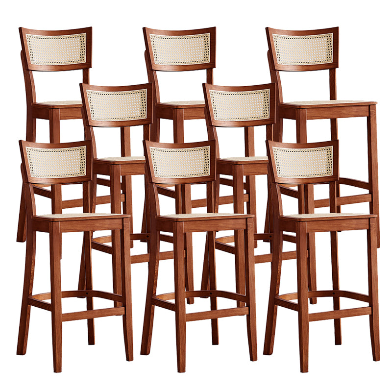 Contemporary Solid Wood Frame Stool Low Back Armless Bar Stool