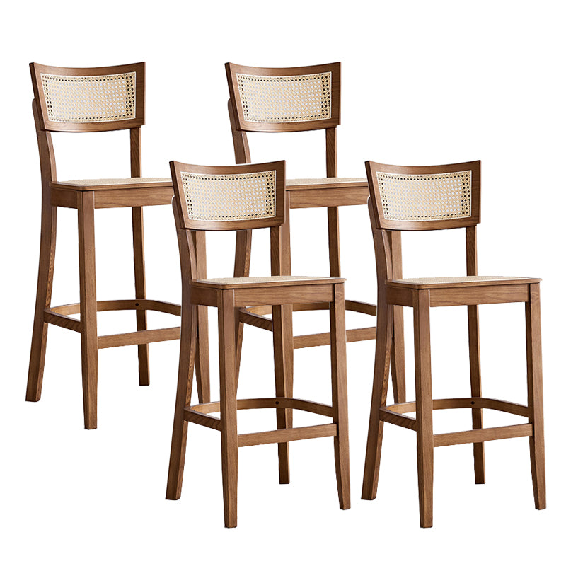 Contemporary Solid Wood Frame Stool Low Back Armless Bar Stool
