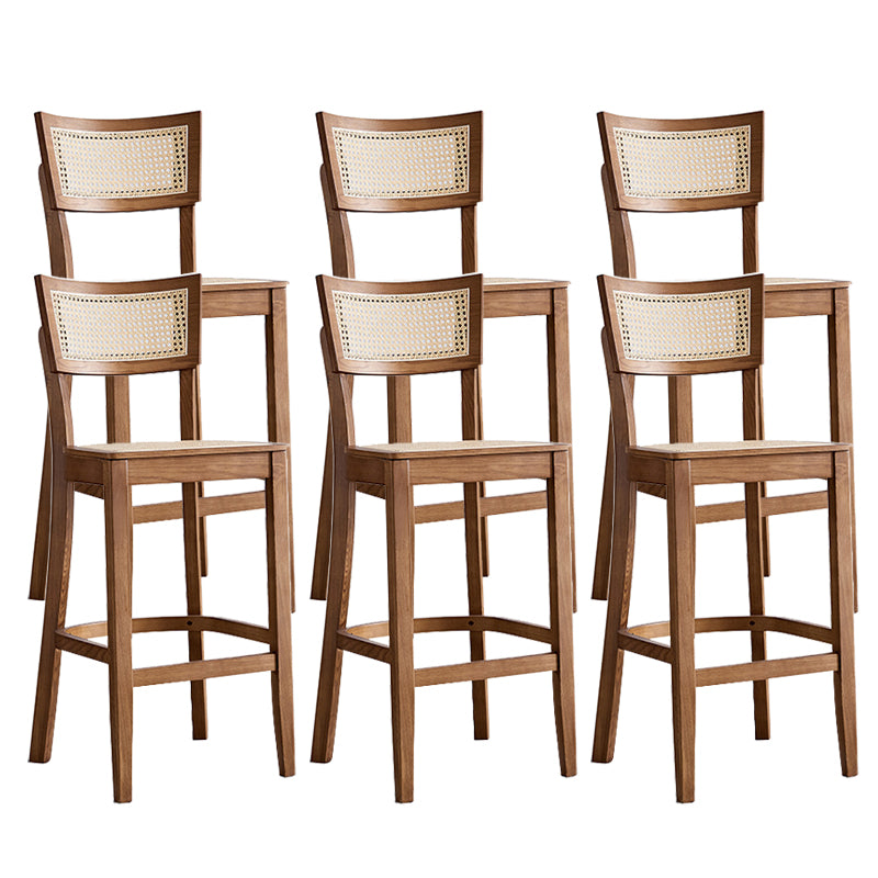 Contemporary Solid Wood Frame Stool Low Back Armless Bar Stool