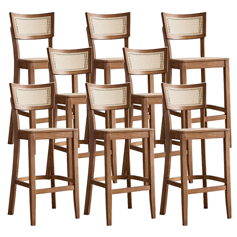 Contemporary Solid Wood Frame Stool Low Back Armless Bar Stool