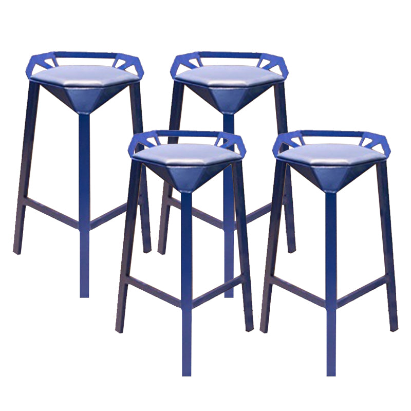 Modern Armless Backrest Counter Stool Iron Bar Stool with Cushion and Pedal for Bar