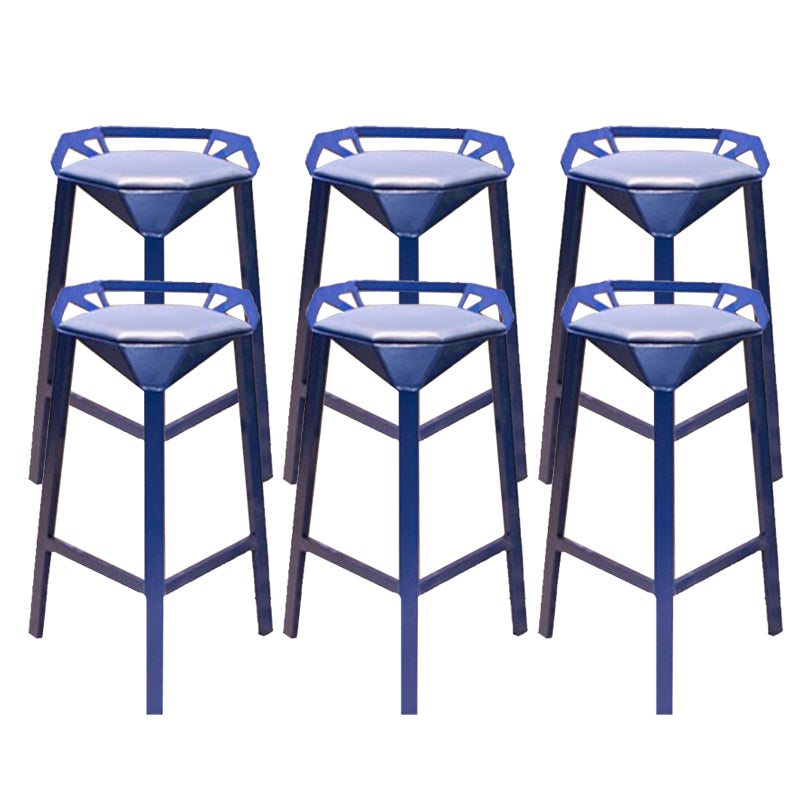 Modern Armless Backrest Counter Stool Iron Bar Stool with Cushion and Pedal for Bar