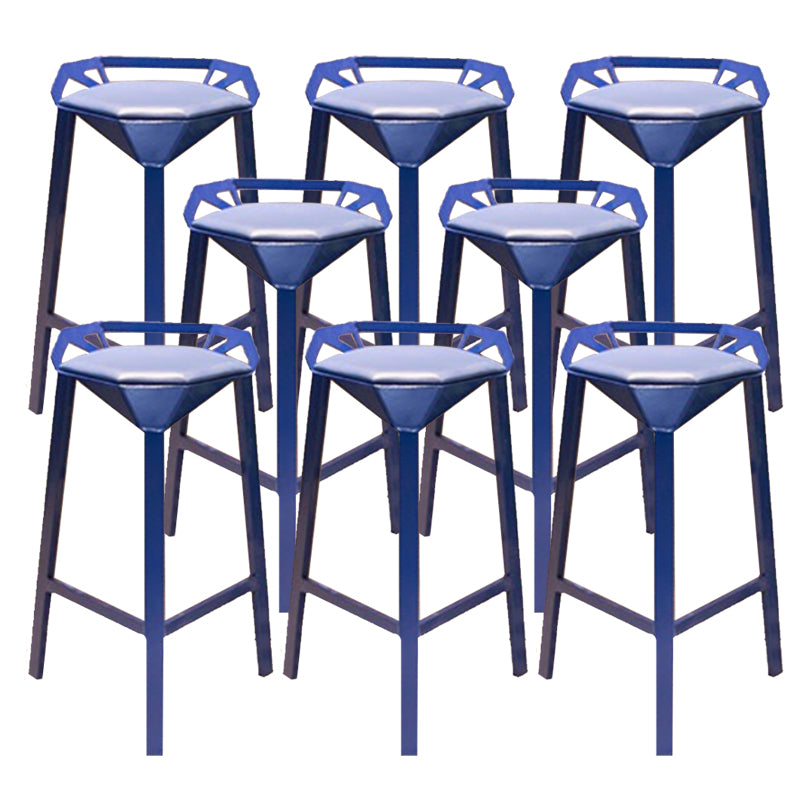 Modern Armless Backrest Counter Stool Iron Bar Stool with Cushion and Pedal for Bar