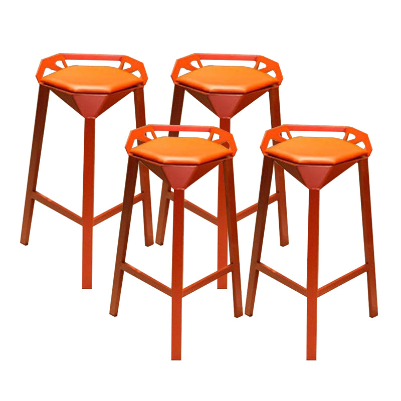 Modern Armless Backrest Counter Stool Iron Bar Stool with Cushion and Pedal for Bar