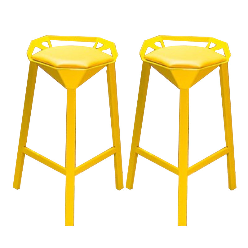 Modern Armless Backrest Counter Stool Iron Bar Stool with Cushion and Pedal for Bar