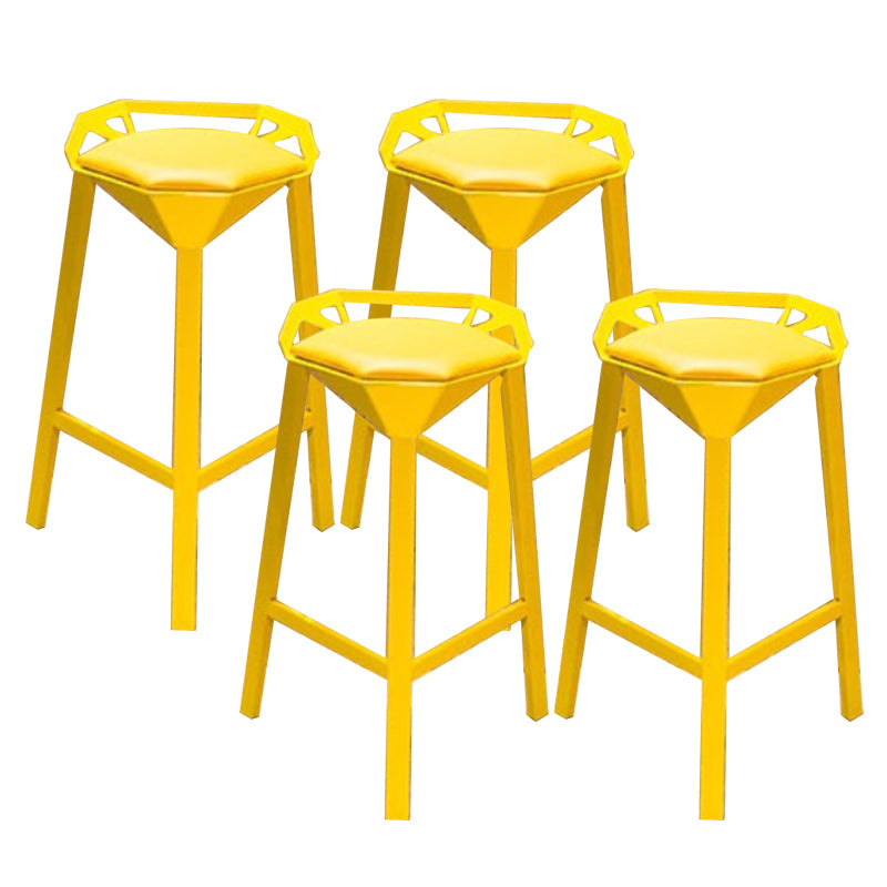 Modern Armless Backrest Counter Stool Iron Bar Stool with Cushion and Pedal for Bar