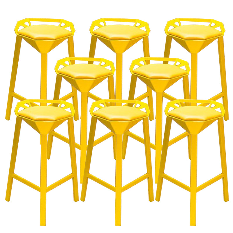 Modern Armless Backrest Counter Stool Iron Bar Stool with Cushion and Pedal for Bar