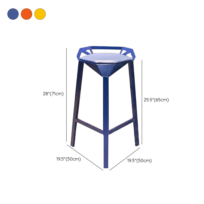 Modern Armless Backrest Counter Stool Iron Bar Stool with Cushion and Pedal for Bar