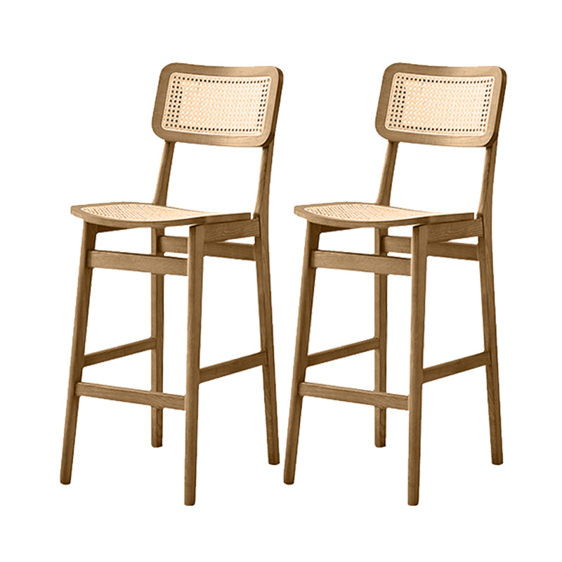 Ash Solid Wood Frame Bar Stool Contemporary Armless Indoor Stool with Rattan Seat