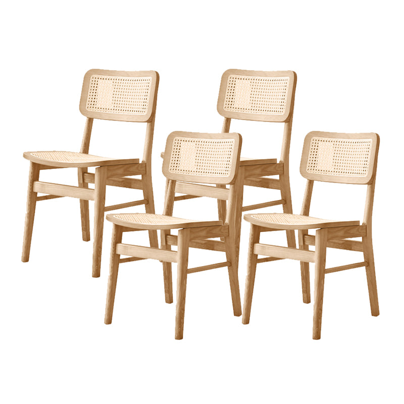 Ash Solid Wood Frame Bar Stool Contemporary Armless Indoor Stool with Rattan Seat