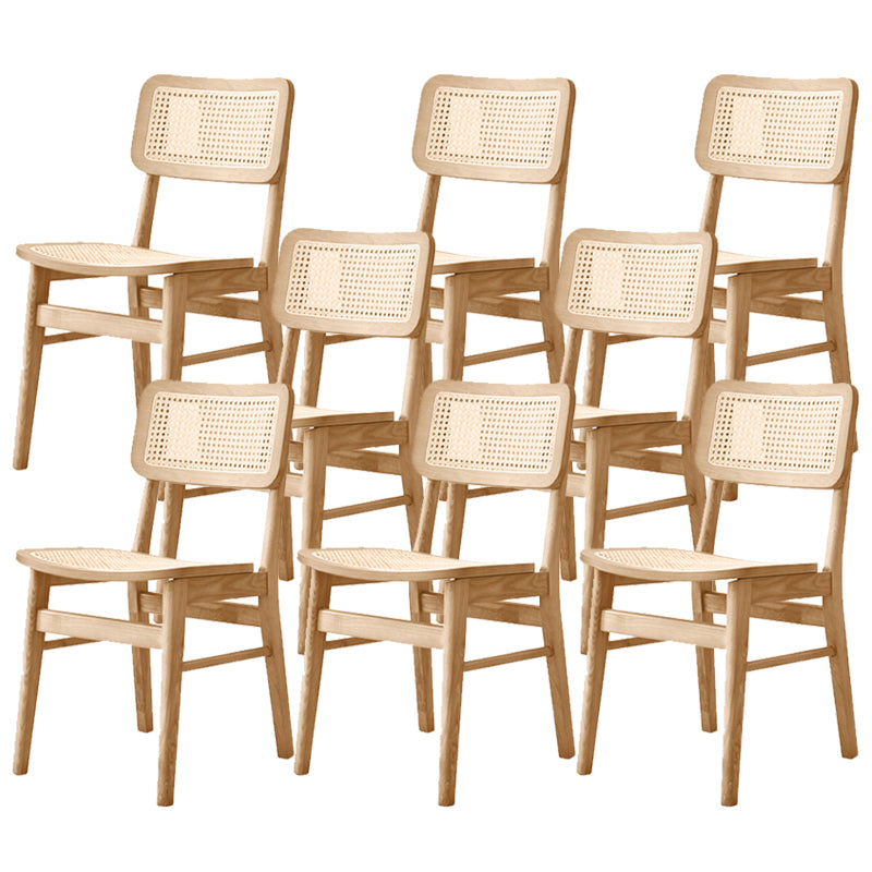 Ash Solid Wood Frame Bar Stool Contemporary Armless Indoor Stool with Rattan Seat