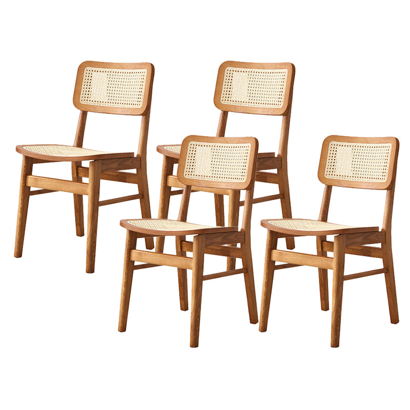 Ash Solid Wood Frame Bar Stool Contemporary Armless Indoor Stool with Rattan Seat