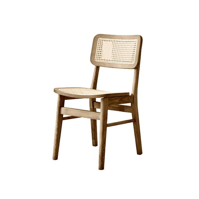 Ash Solid Wood Frame Bar Stool Contemporary Armless Indoor Stool with Rattan Seat