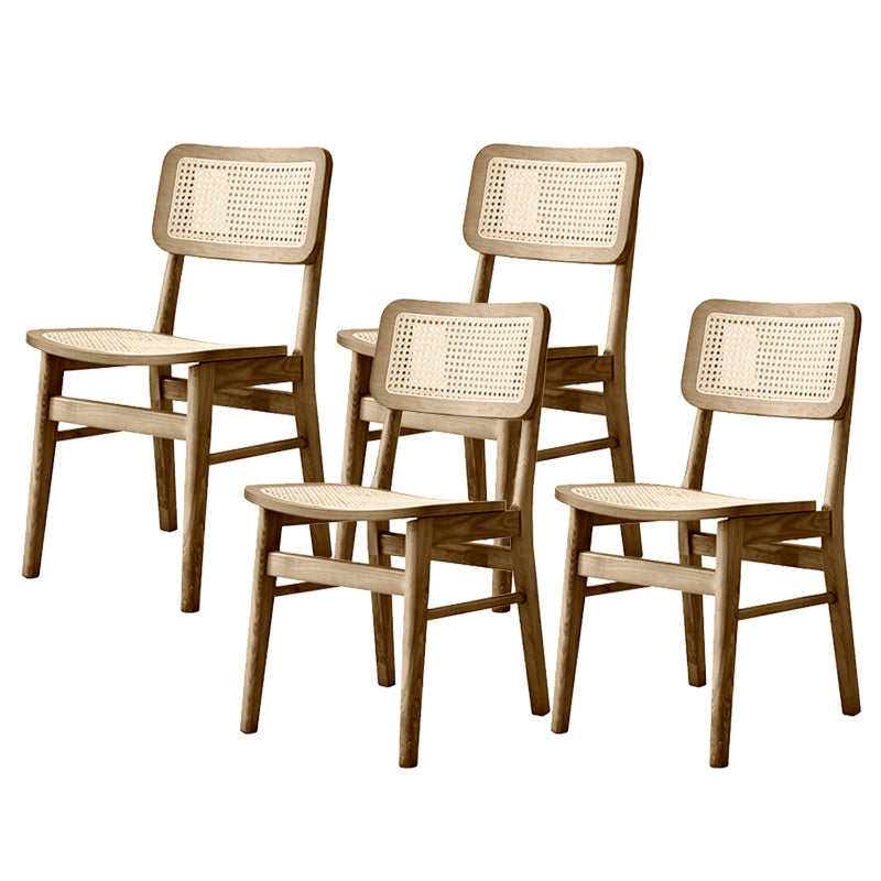 Ash Solid Wood Frame Bar Stool Contemporary Armless Indoor Stool with Rattan Seat