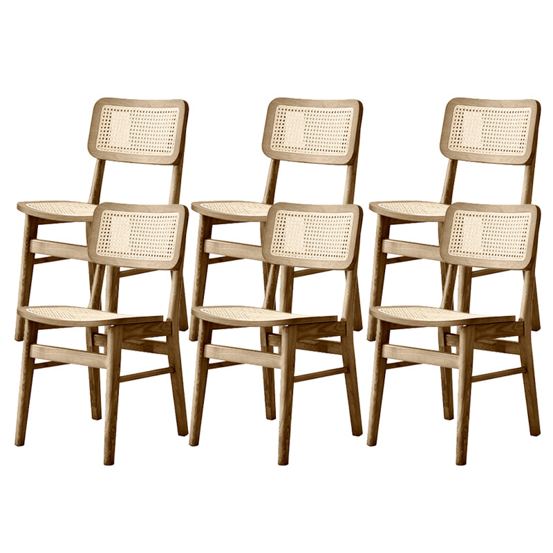 Ash Solid Wood Frame Bar Stool Contemporary Armless Indoor Stool with Rattan Seat