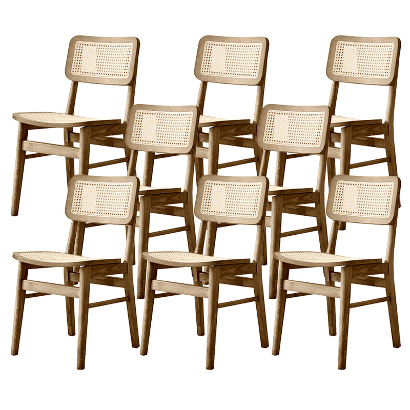 Ash Solid Wood Frame Bar Stool Contemporary Armless Indoor Stool with Rattan Seat