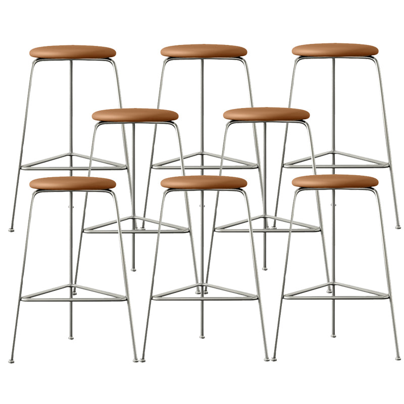 Contemporary Indoor Metal Bar Stool Backless Upholstered Bar Stool