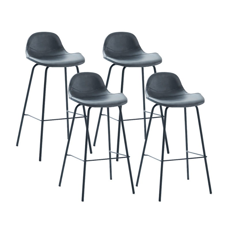 Modern Faux Leather Bar Stool Indoor Low Back Stool with Metal Legs