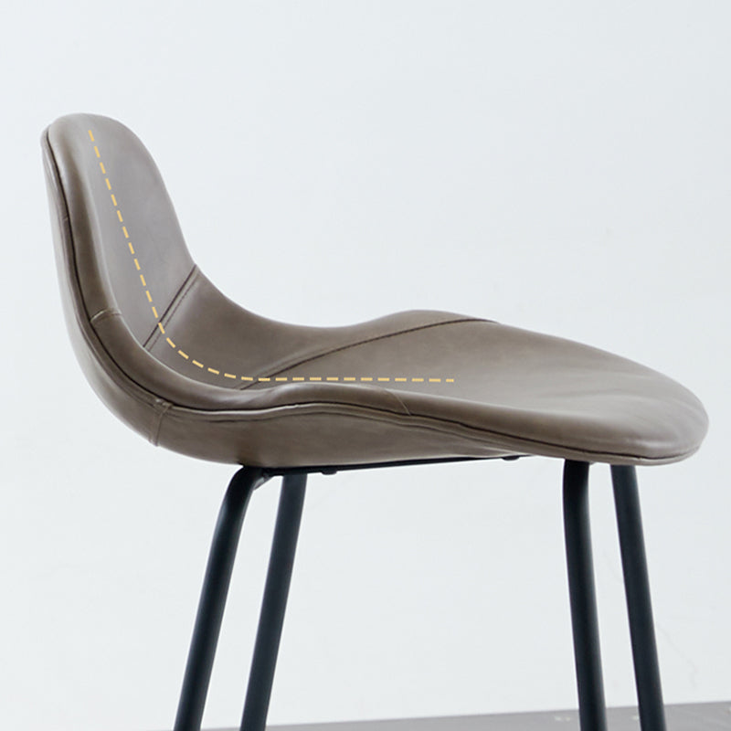 Modern Faux Leather Bar Stool Indoor Low Back Stool with Metal Legs