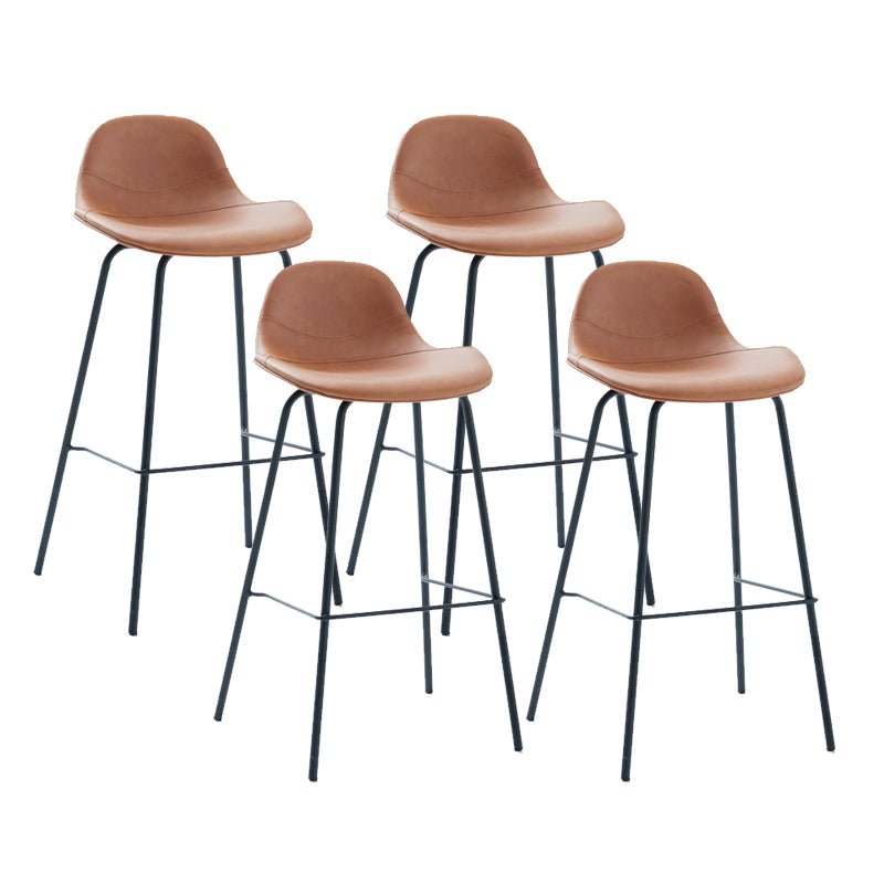 Modern Faux Leather Bar Stool Indoor Low Back Stool with Metal Legs