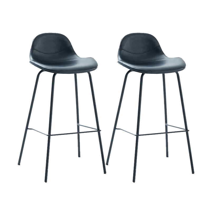 Modern Faux Leather Bar Stool Indoor Low Back Stool with Metal Legs