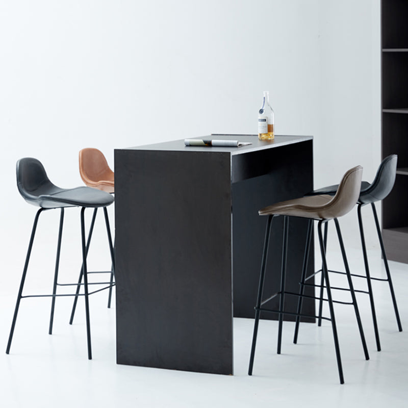 Modern Faux Leather Bar Stool Indoor Low Back Stool with Metal Legs