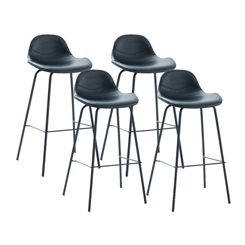 Modern Faux Leather Bar Stool Indoor Low Back Stool with Metal Legs