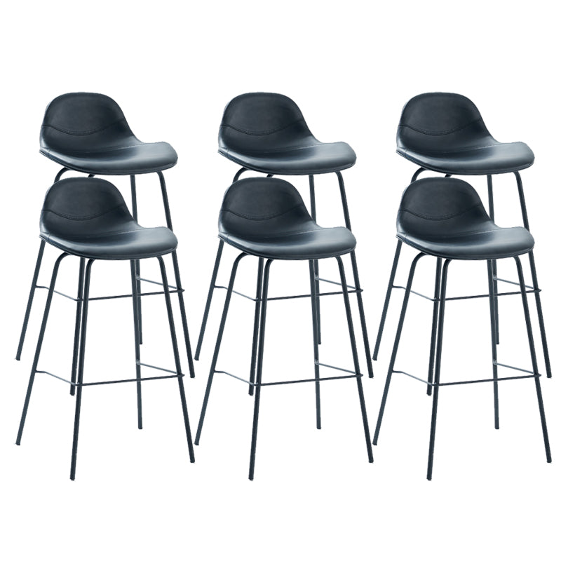 Modern Faux Leather Bar Stool Indoor Low Back Stool with Metal Legs
