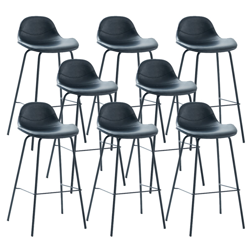 Modern Faux Leather Bar Stool Indoor Low Back Stool with Metal Legs
