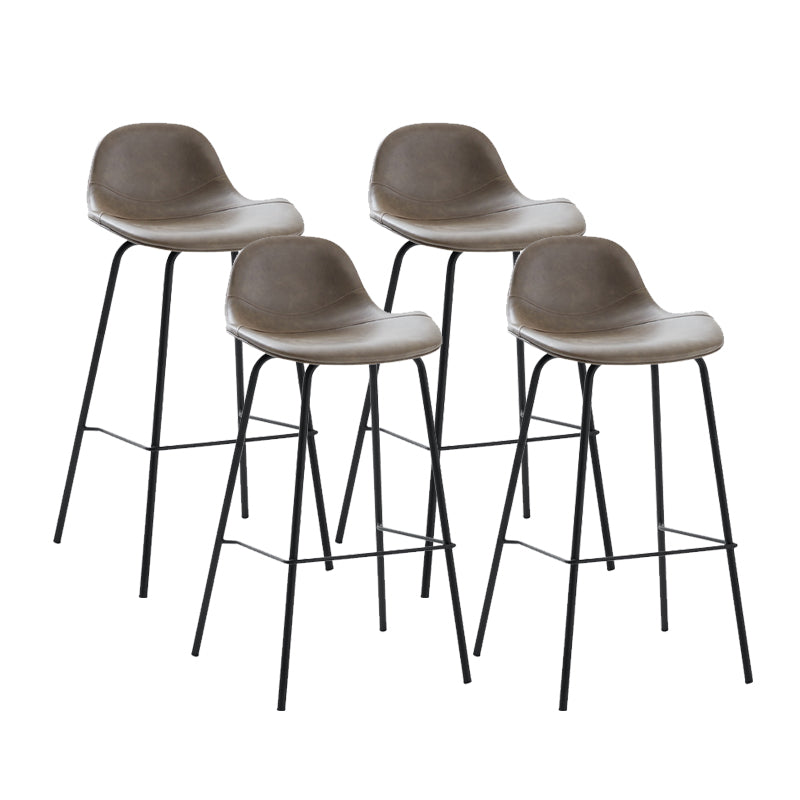 Modern Faux Leather Bar Stool Indoor Low Back Stool with Metal Legs