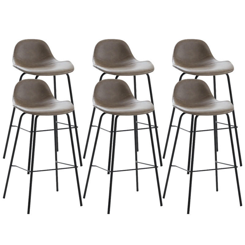 Modern Faux Leather Bar Stool Indoor Low Back Stool with Metal Legs