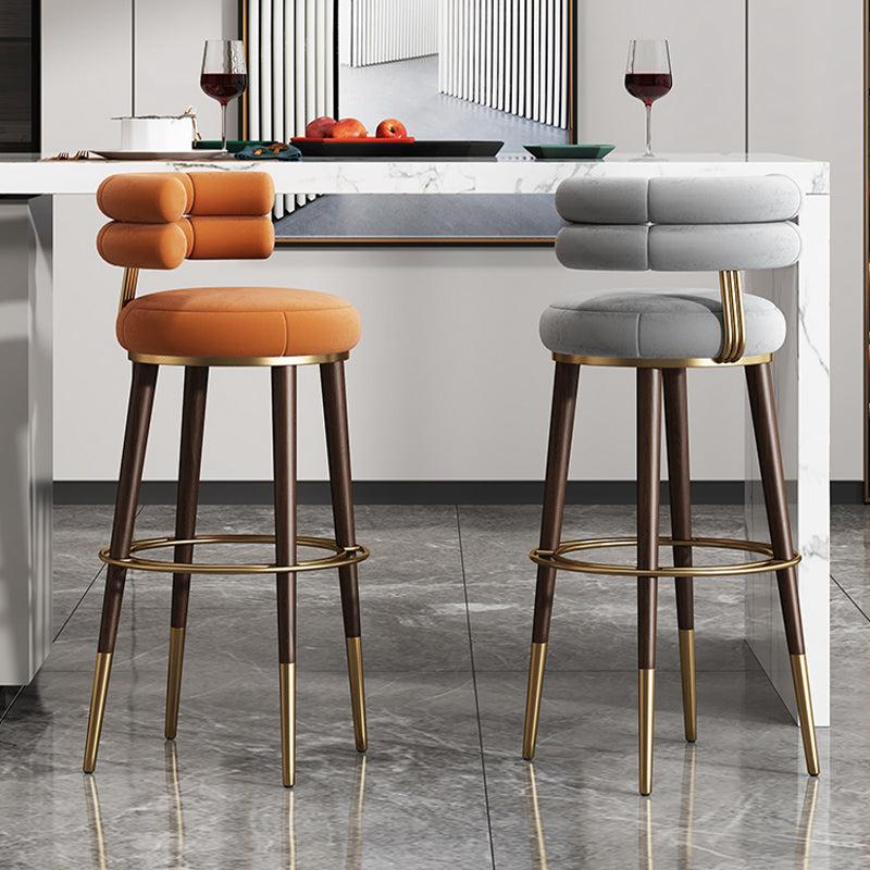 Glam Velvet Upholstered Bar Stool Indoor Low Back Armless Stool